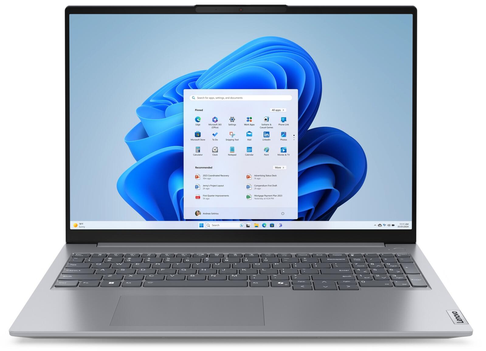 Lenovo ThinkBook 16 Gen 7 ARP AMD Ryzen™ 5 7535HS Notebook 40,6 cm (16") 16 Go RAM, 512 Go SSD, WUXGA, AMD Radeon™ 660M, Win11 Pro