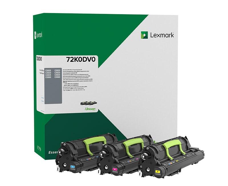 Kit de 3 unités de développement d'origine Lexmark cyan, magenta, jaune (72K0DV0) pour CS82x, CX8xx