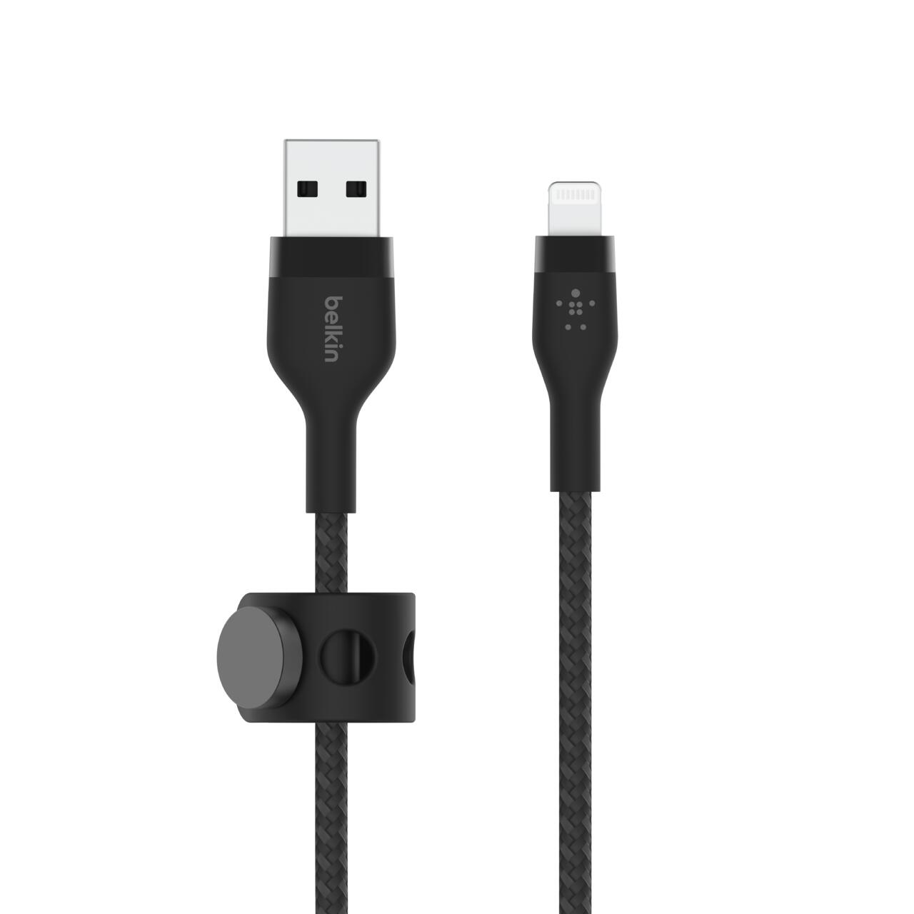 Câble USB-A BoostCharge Pro Flex avec connecteur Lightning (3 m, noir)