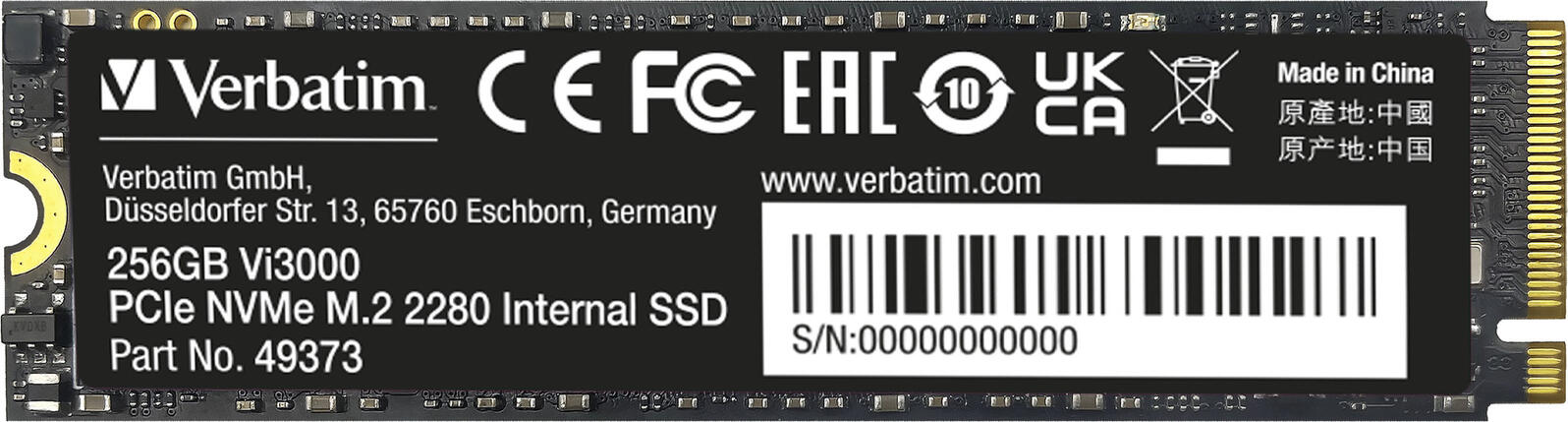 Verbatim Vi3000 SSD M.2 - 256 Go