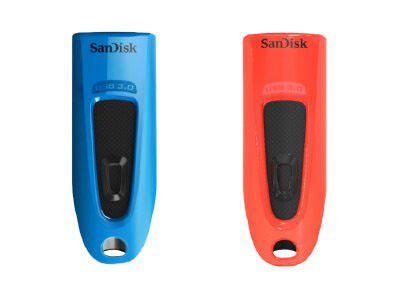 SanDisk Ultra clés USB 64 Go, lot de 2, bleu, rouge