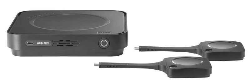 Barco ClickShare Hub Pro Système de visioconférence pour salles de réunion incluant 2 ClickShare Button Gen 5 Compatible Microsoft Teams Rooms, 4K-UHD, WiFi 6E, USB-C DisplayPort, Airplay, Miracast, Double écran