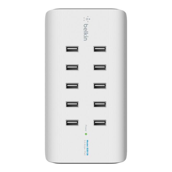 Station de charge Belkin RockStar 120 W 10x USB-A, blanc