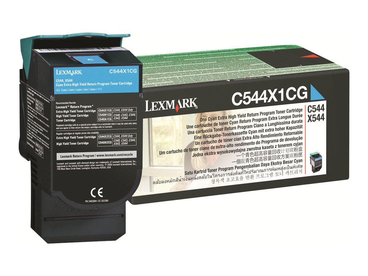 Cartouche de toner cyan Lexmark Original 4 000 pages (C544X1CG) pour C544dn/dtw/dw/n, C546dtn, X544dn/dtn/n/dw, X546dtn, X548de/dte