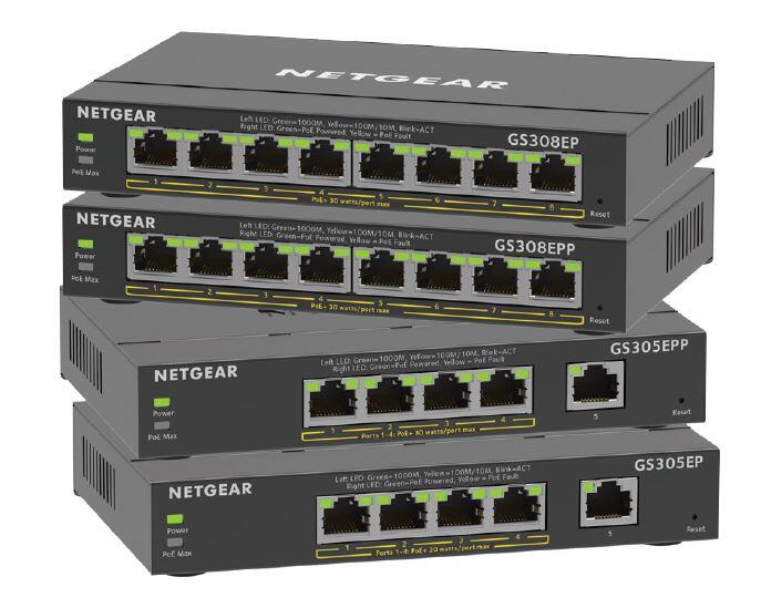 Switch NETGEAR 5 ports Gigabit Ethernet PoE+ Smart Managed Plus 120W PoE+ GS305EPP-100PES
