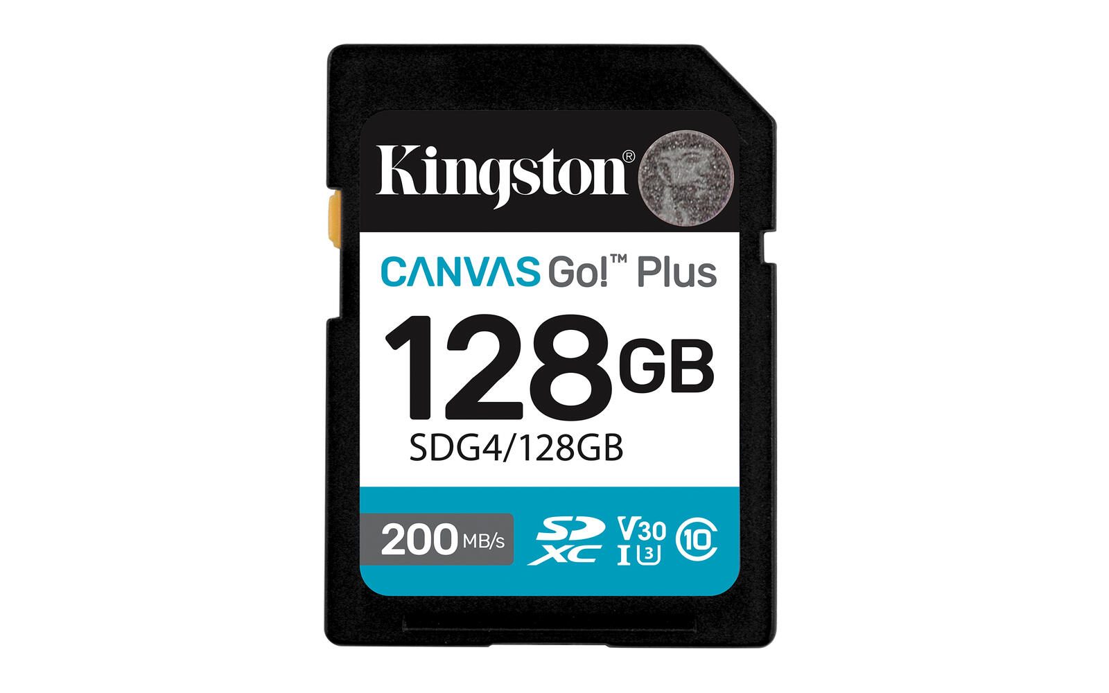 Kingston Canvas Go Plus SDXC - 128 Go Classe 10, UHS-I, U3, V30, 200 Mo/s
