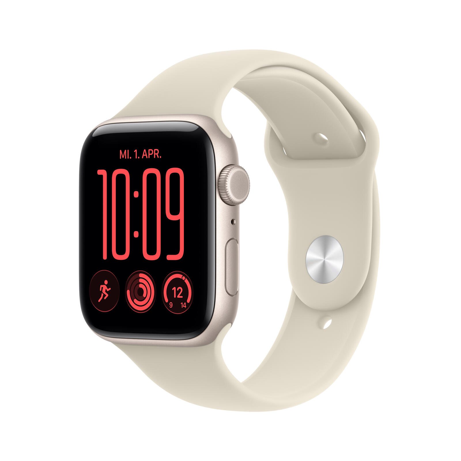 Apple Watch SE 3 Aluminium (GPS + Cellular) 44 mm Étoile polaire Bracelet Sport Sable S/M