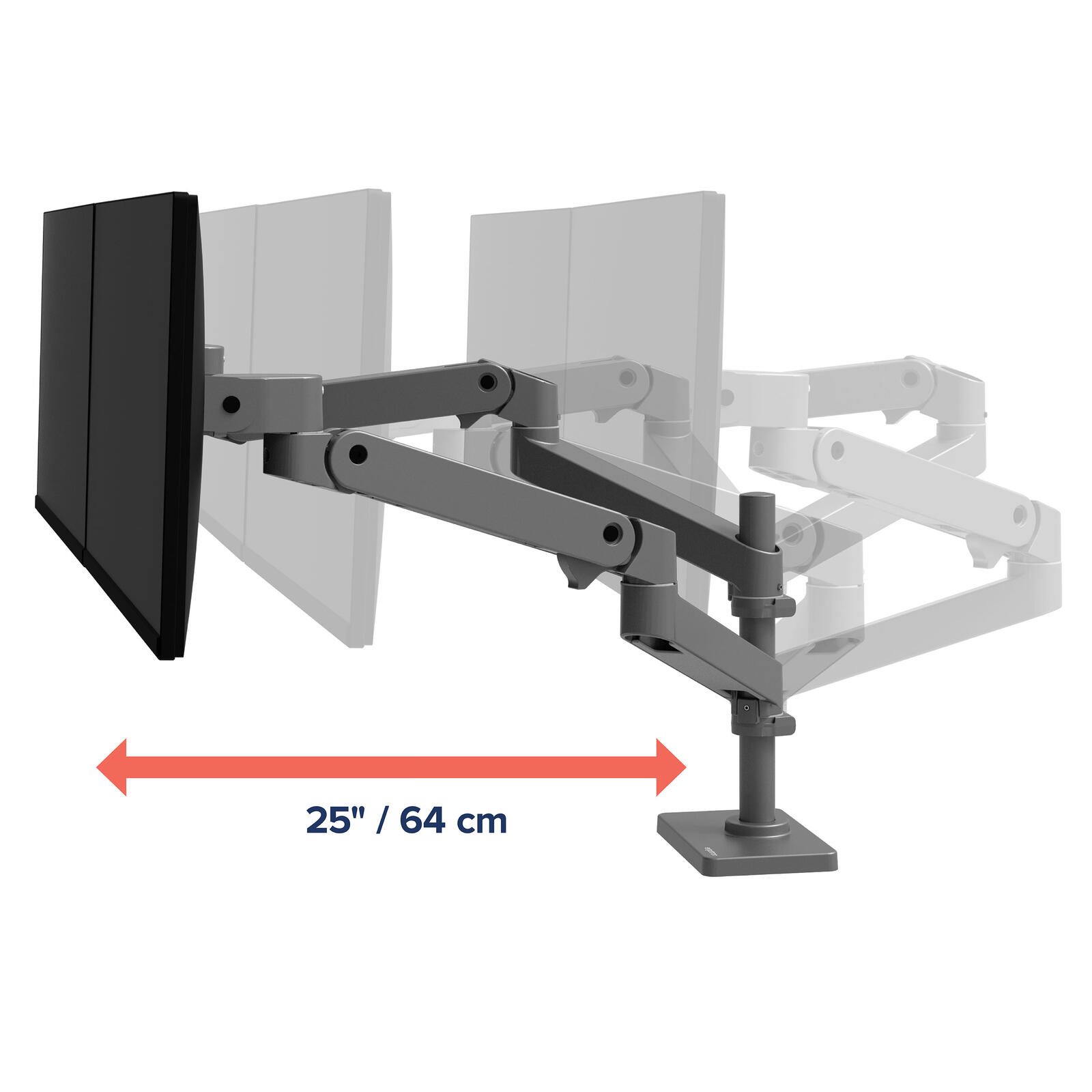 Support de moniteur Ergotron LX Pro - pour 2 écrans LCD - Gris foncé (Empilement double)