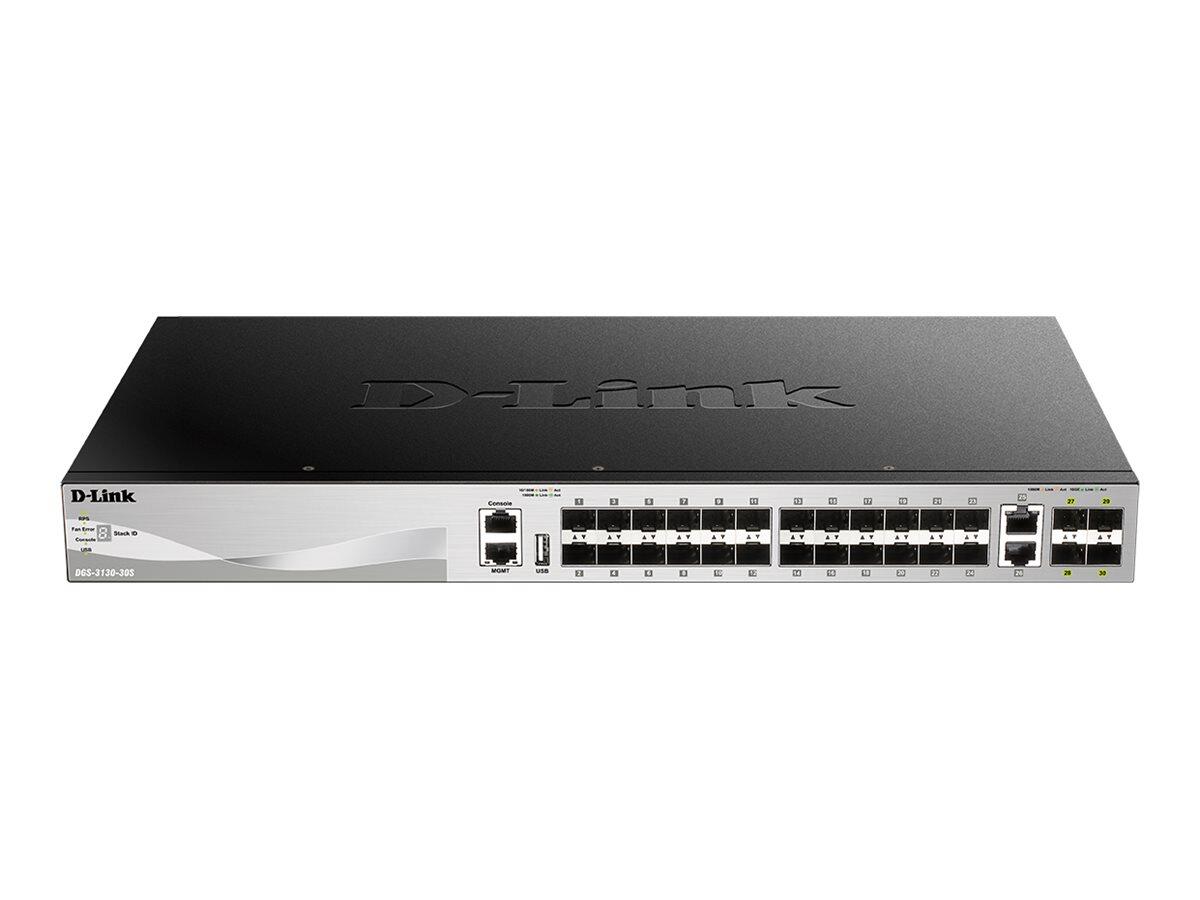 D-Link DGS-3130-30S/E, commutateur empilable couche 3 fibre Gigabit 30 ports