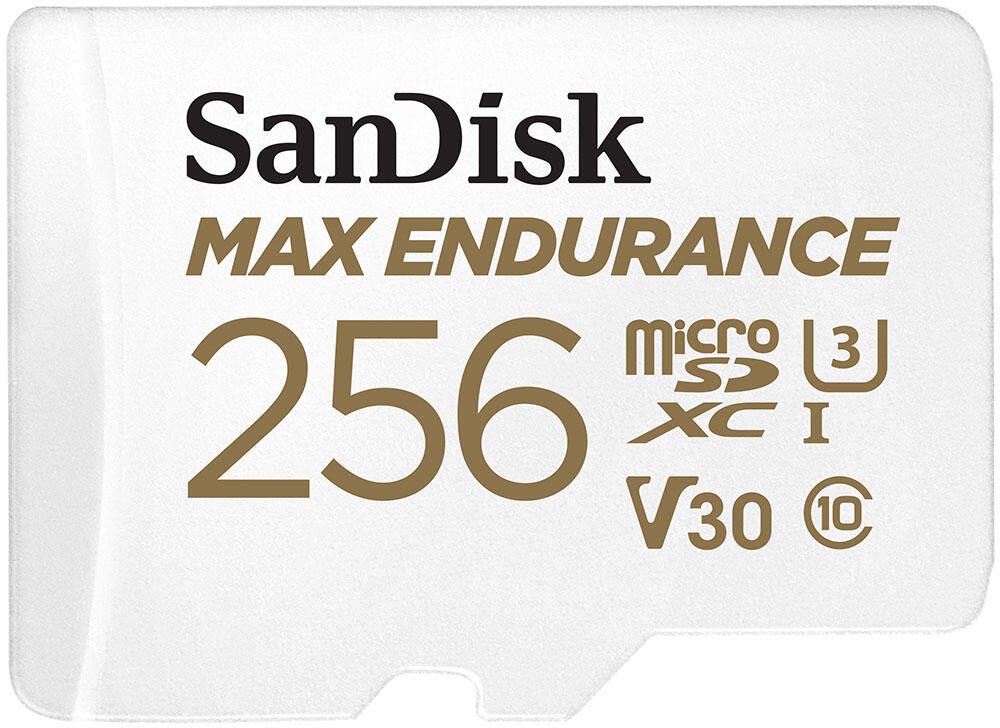 SanDisk Max Endurance microSDXC Carte mémoire 256 Go + Adaptateur SD 100 Mo/s, 40 Mo/s, UHS-I U3, Class 10, V30