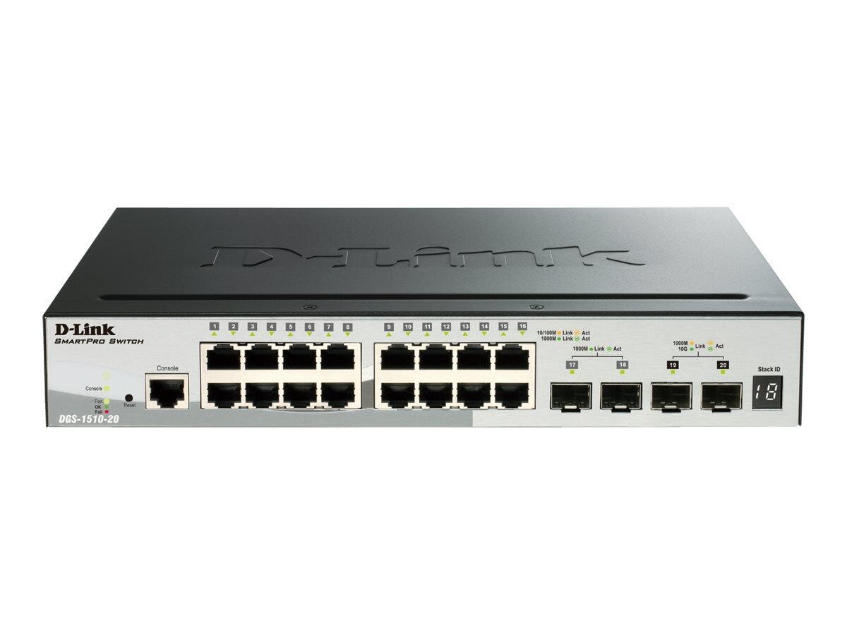 D-Link DGS-1510-20/E, commutateur empilable intelligent géré Gigabit 20 ports