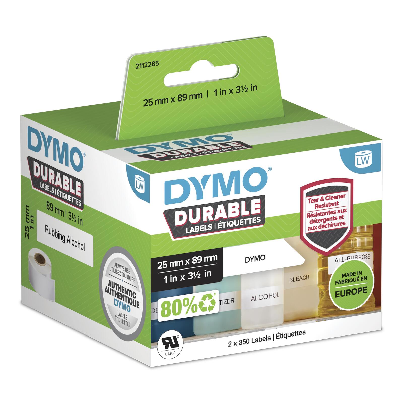 Étiquette DYMO® Original haute performance pour LabelWriter™, plastique - blanc - adhésif permanent, résistant, 2 x 350 étiquettes