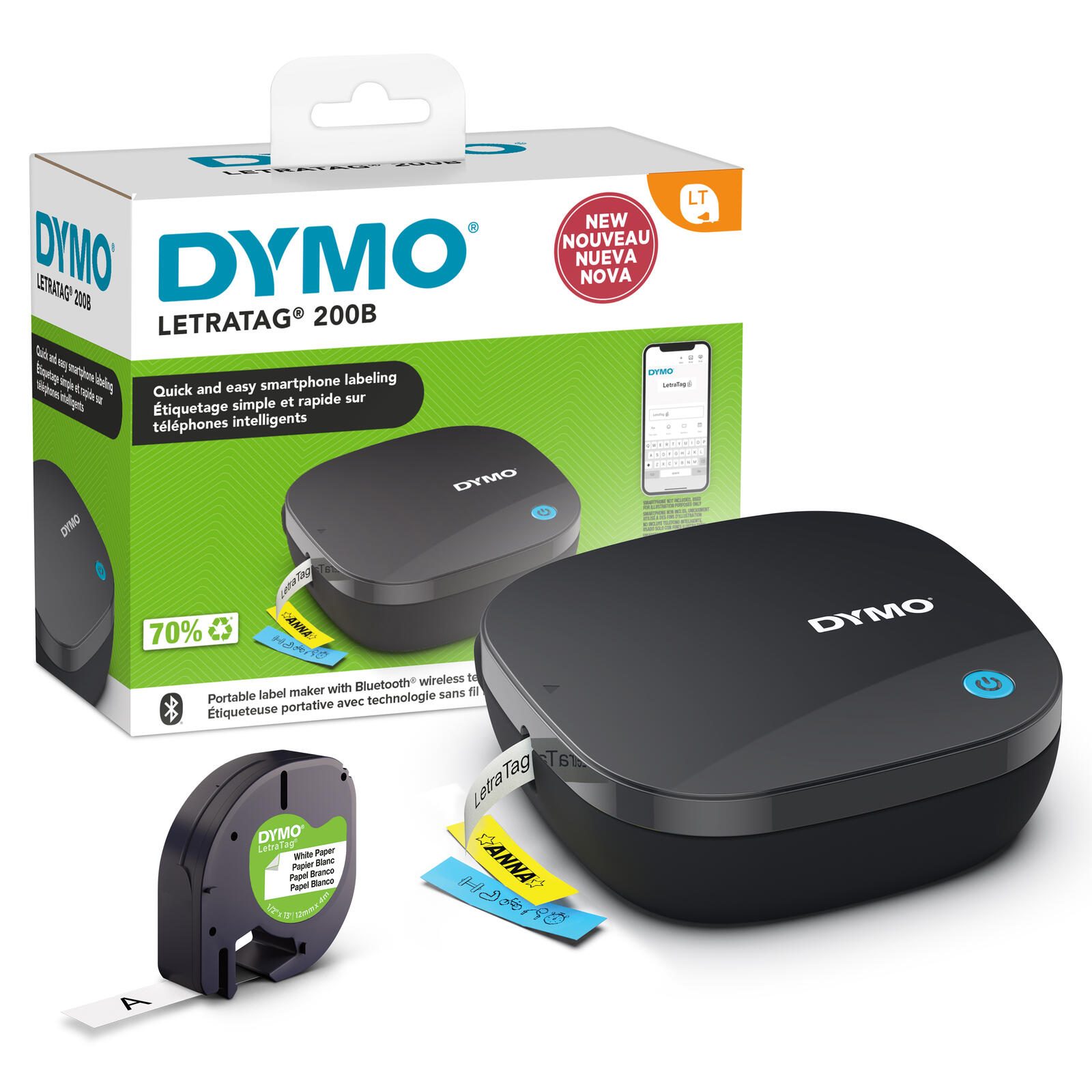 Imprimante d'étiquettes Bluetooth DYMO® LetraTag 200B - impression thermique directe, clavier ABC