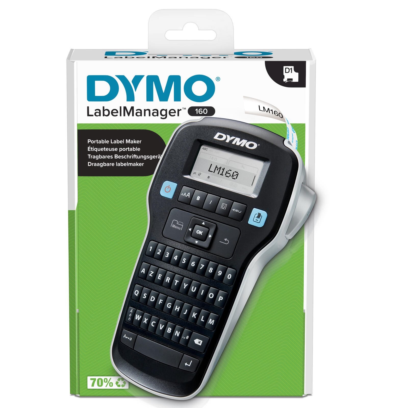 Imprimante d'étiquettes DYMO® LabelManager™ 160, thermo-transfert, 180 ppp, jusqu'à 12 mm/seconde