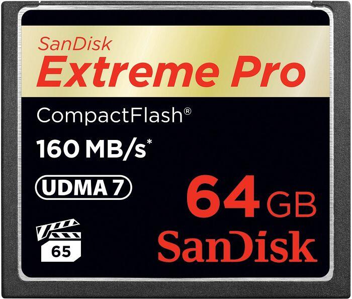 Carte mémoire SanDisk Extreme PRO CompactFlash 64 Go 160 Mo/s, VPG 65, UDMA 7