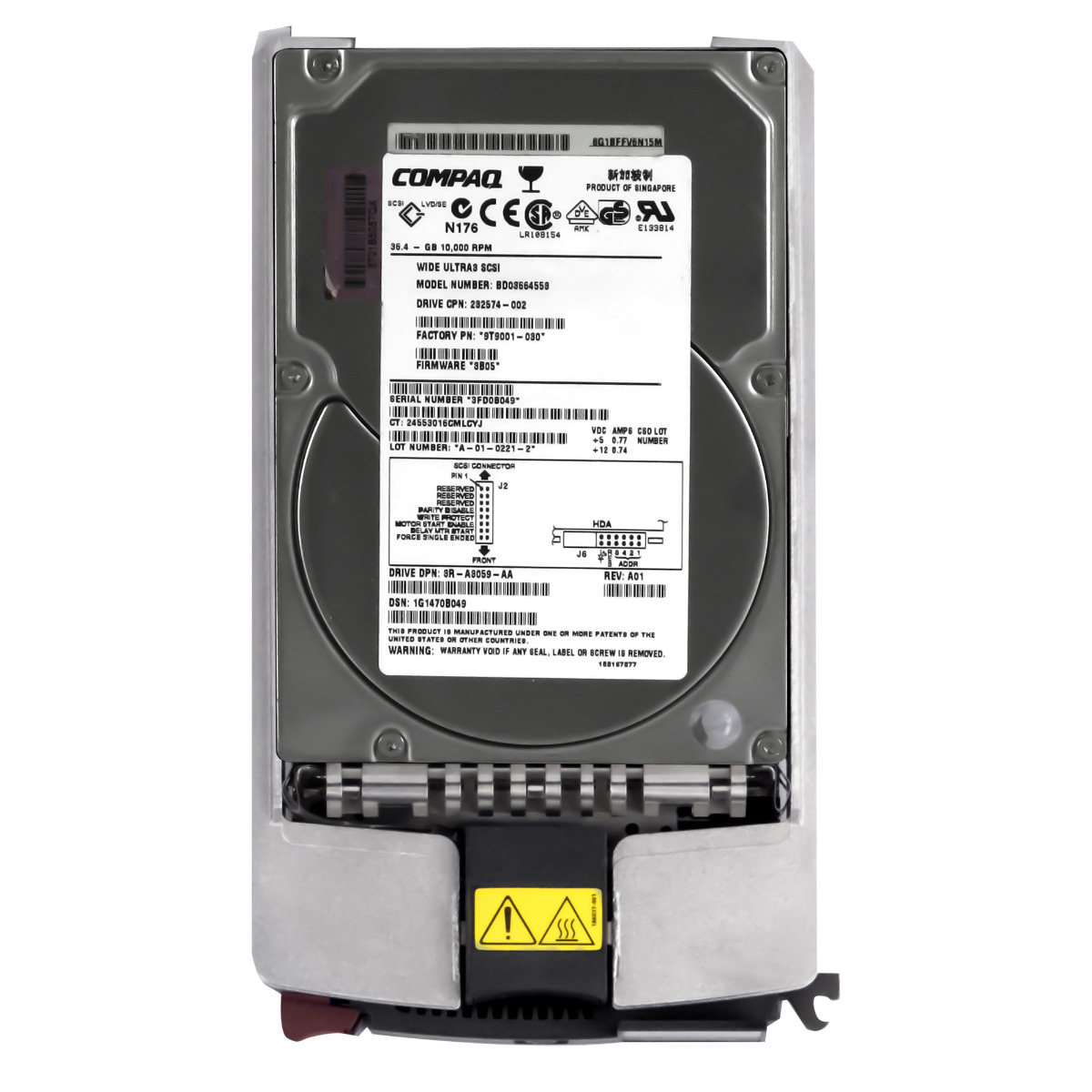 Disque dur COMPAQ 232574-002 36,4 Go 10K 16 Mo SCSI ULTRA3 3,5'' BD03664553