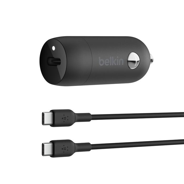 Belkin BoostCharge chargeur de voiture 30 W USB-C, noir avec câble USB-C/USB-C
