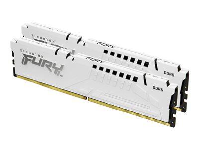Kingston FURY™ Beast DDR5 Mémoire 64 Go (Kit 2x32 Go) 6000 MT/s CL30 DIMM Blanc EXPO 6000 MHz / PC5-48000 - 1,4 V - non tamponnée - ECC sur puce
