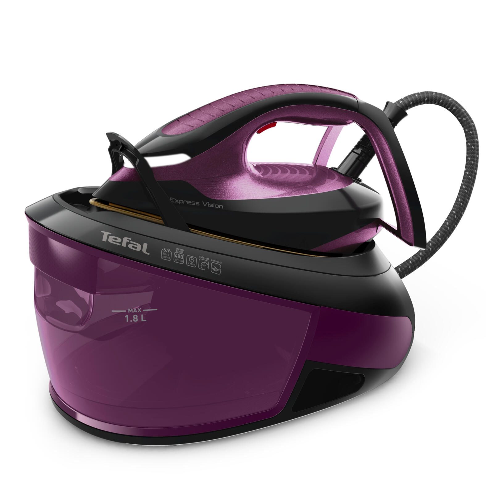 Central vapeur Tefal Express Vision SV8152E0, noir/violet