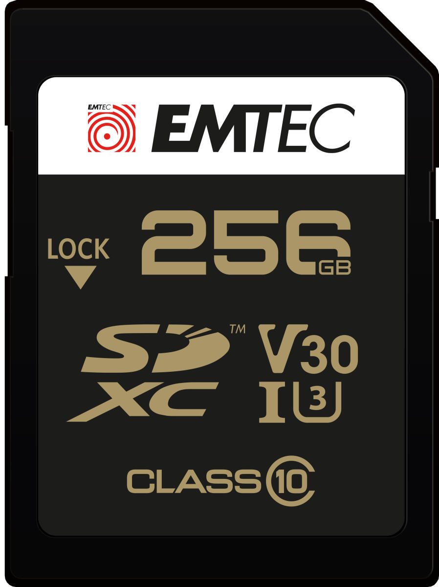 Emtec ECMSD256GXC10SP Carte mémoire SD 256 Go SDXC, UHS-I Class 3 (U3), Class10, Noir
