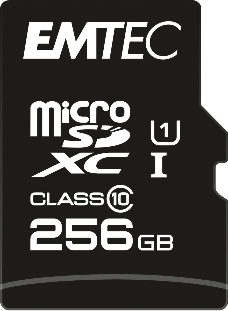 Carte mémoire microSD Emtec EliteGold 256 Go incl. adaptateur SD MicroSDXC, UHS-I Class 1 (U1), Class 10, noire