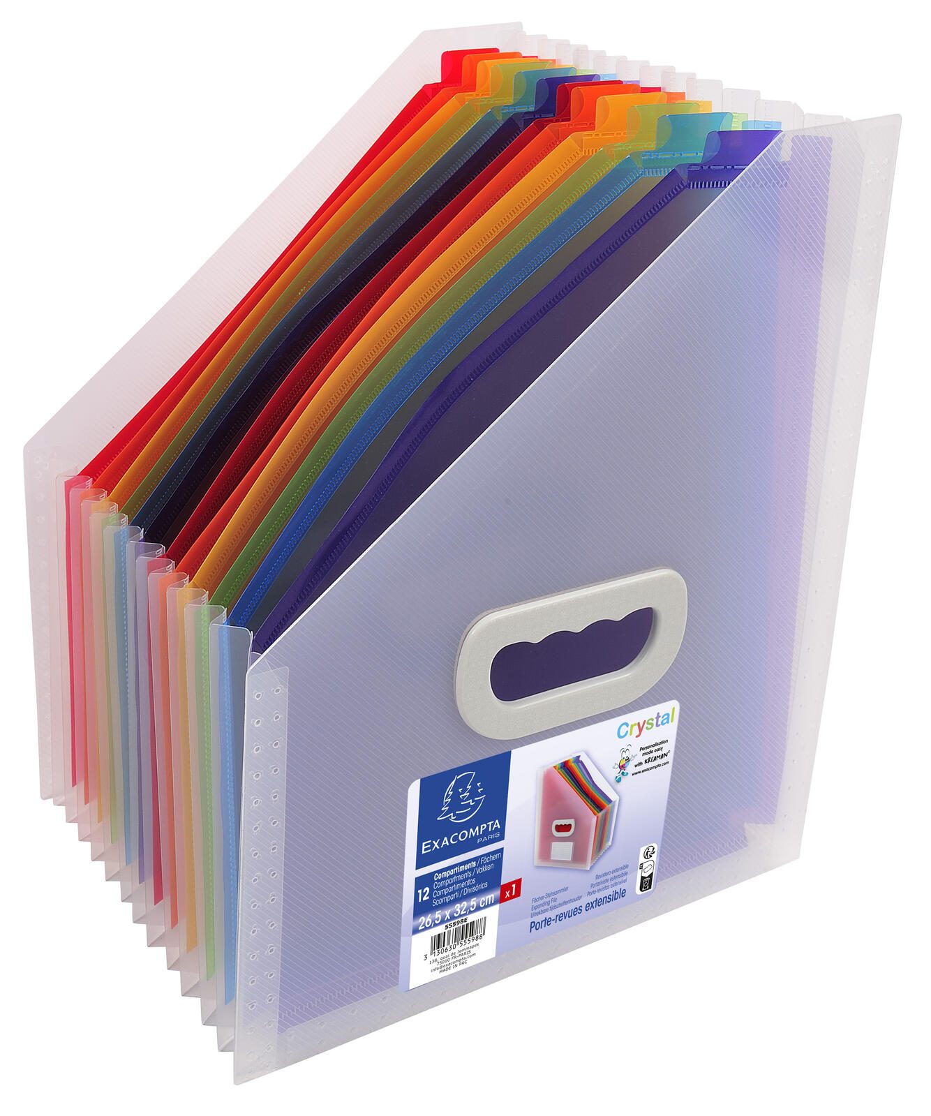 Exacompta Porte-documents à éventail Crystal 55598E, transparent, DIN A4