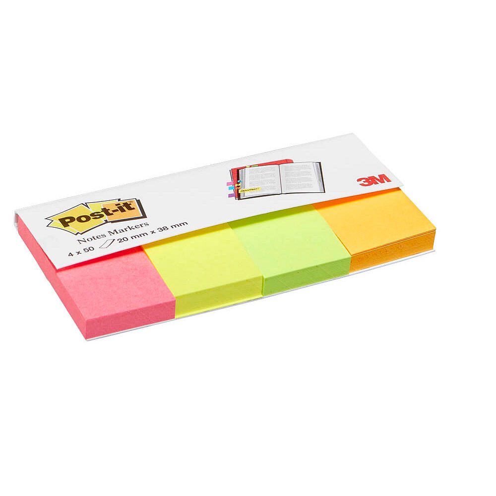 Marque-pages adhésifs Page Marker 670-4N 20 x 38 mm, pack de 4 couleurs