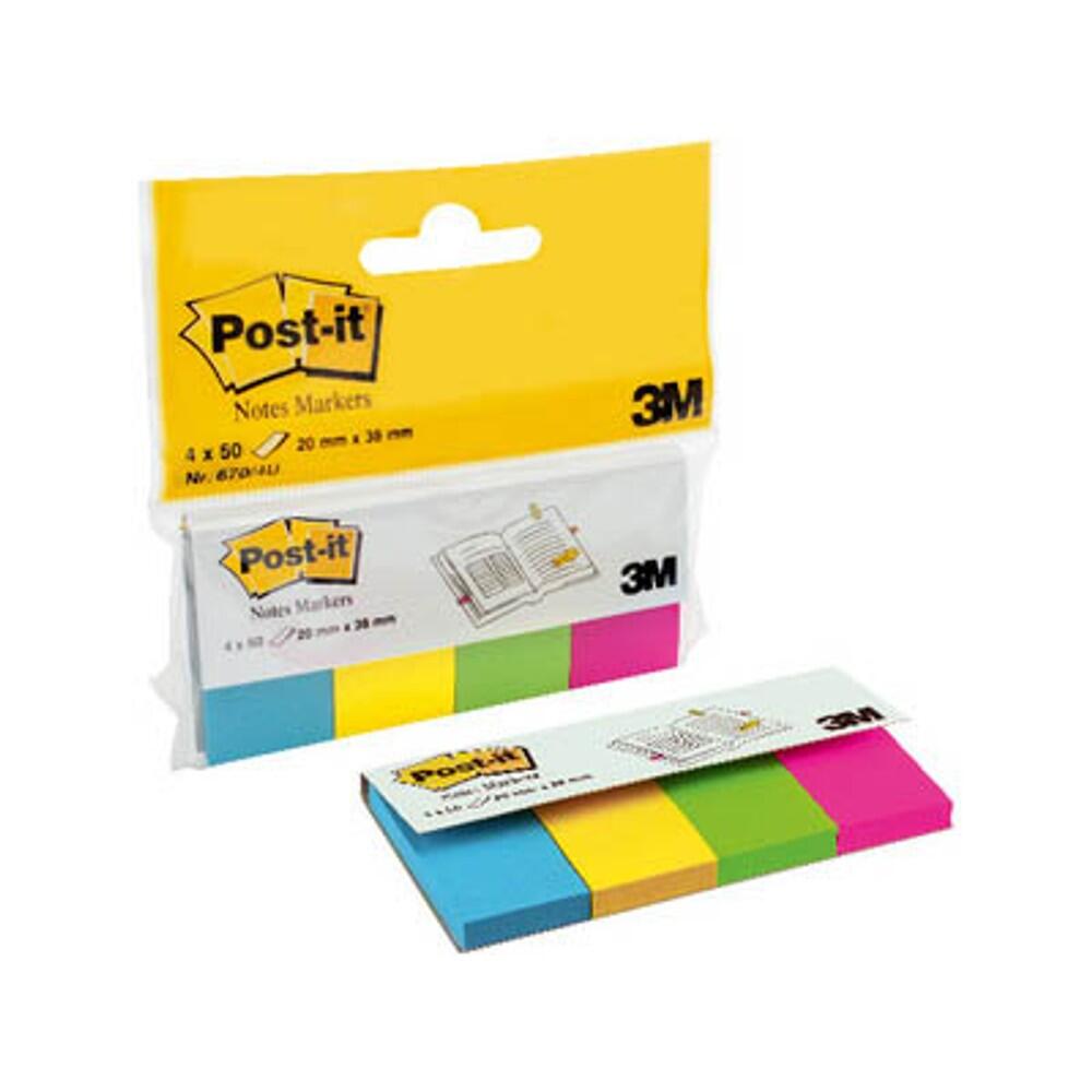Marque-pages adhésifs Page Marker 670-4U 20 x 38 mm, pack de 4 couleurs