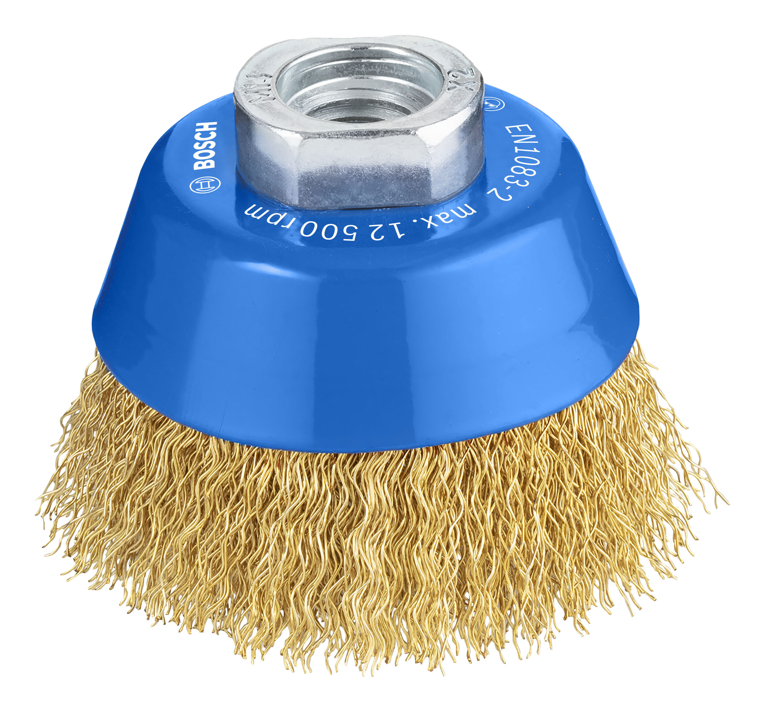 Brosse cup Bosch PRO, laiton, fil ondulé, 70 mm, 0,3 mm, 12500 tr/min, M14