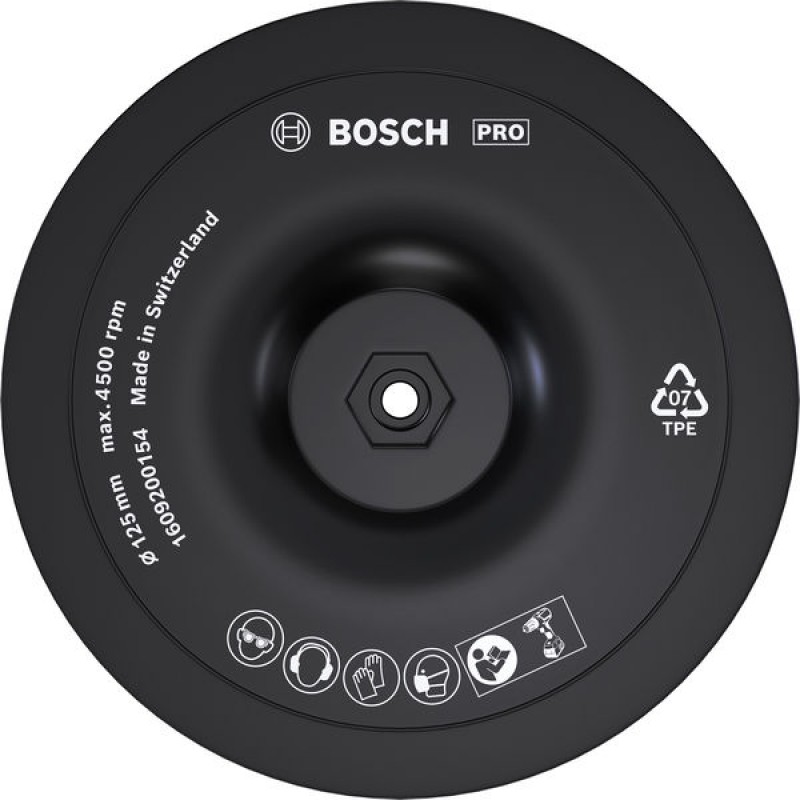 Bosch PRO Plateau de ponçage, 125x 8 mm, Fermeture velcro