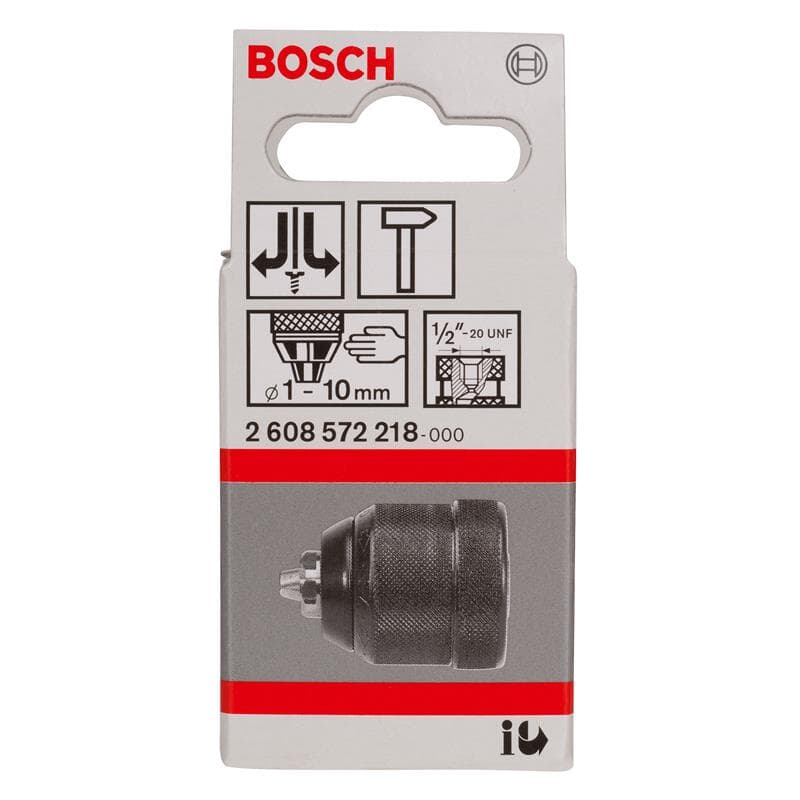Mandrin de perçage rapide Bosch jusqu'à 10 mm, 1 à 10 mm, 1/2" à 20, 2608572218