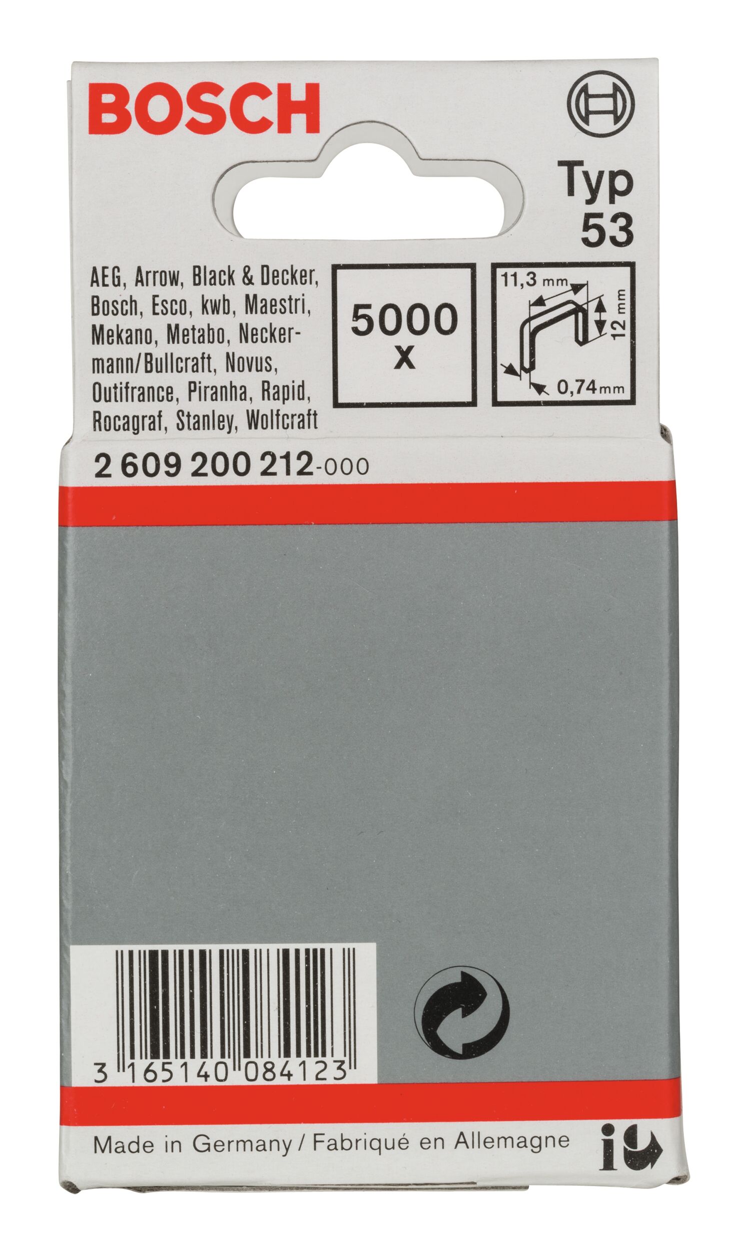 Agrafes pour fil fin Bosch, type 53, 11,4 mm de large