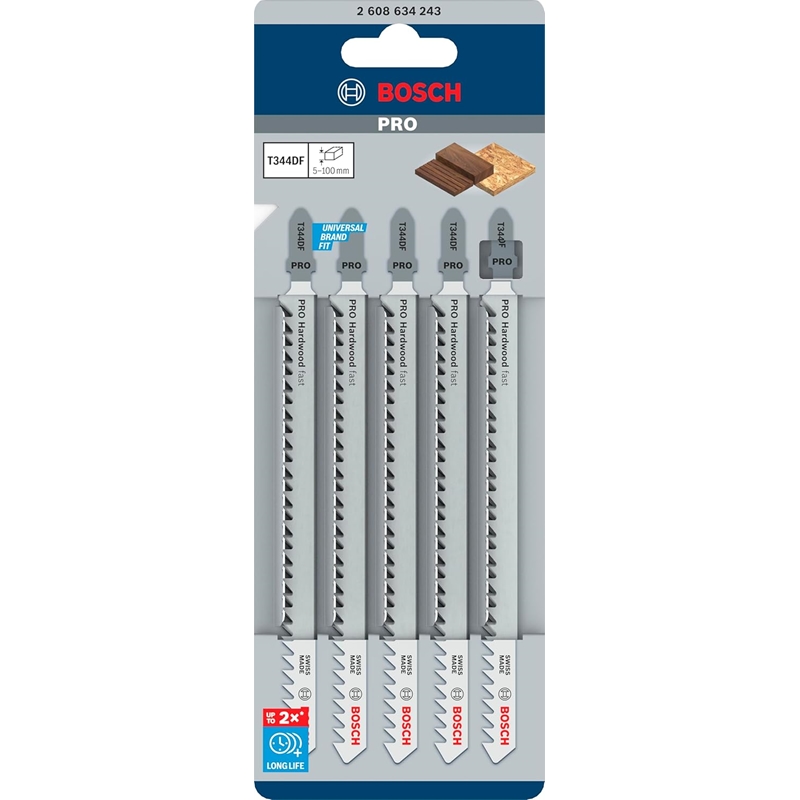 Lame de scie sauteuse BOSCH PRO Hardwood fast T344DF, 152 mm, 5 pièces 2608634243 — lot de 5 pièces