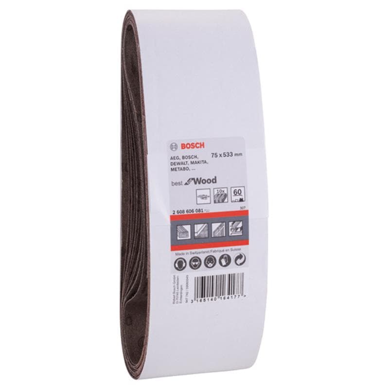 Jeu de bandes abrasives Bosch PRO X440 Best for Wood and Paint, 10 pièces 75x533 mm — lot de 10 pièces