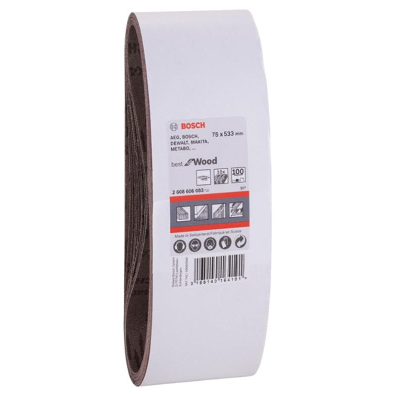 Set de bandes abrasives Bosch PRO X440 Best for Wood and Paint, 10 pièces 75x533 mm — lot de 10 pièces