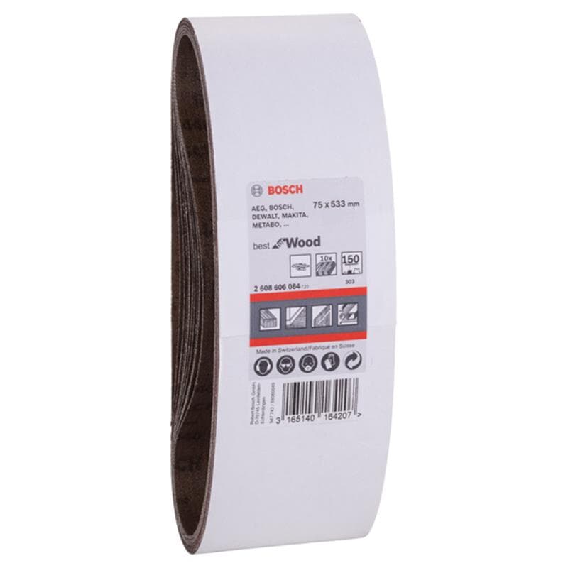 Bosch PRO Kit de bandes abrasives X440 Best for Wood and Paint, 10 pièces 75x533 mm — lot de 10 pièces