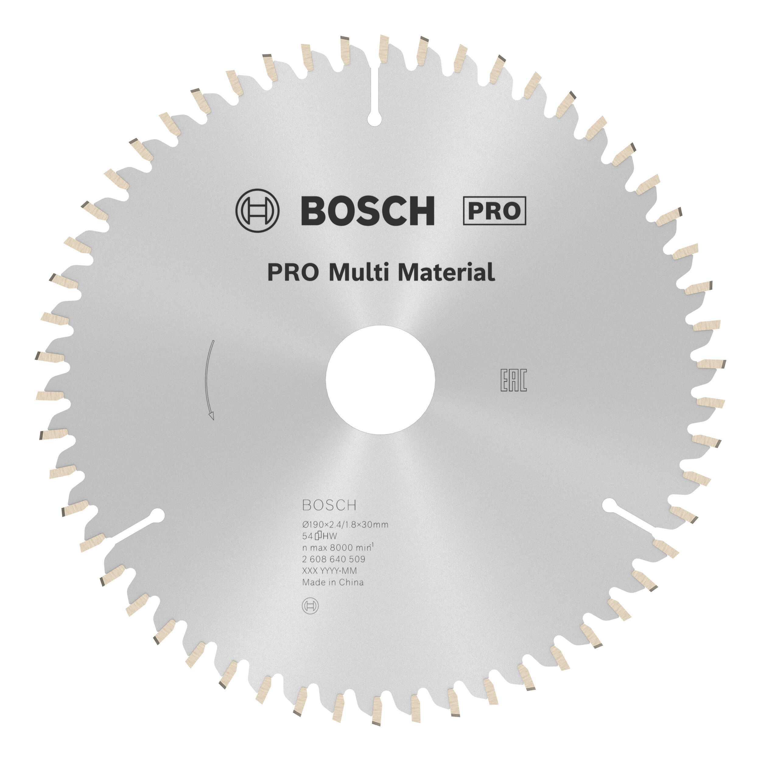 Bosch HM Lame de scie pour matériaux multi-usages 190 x 2,4x30 mm Z=54, 2608640509