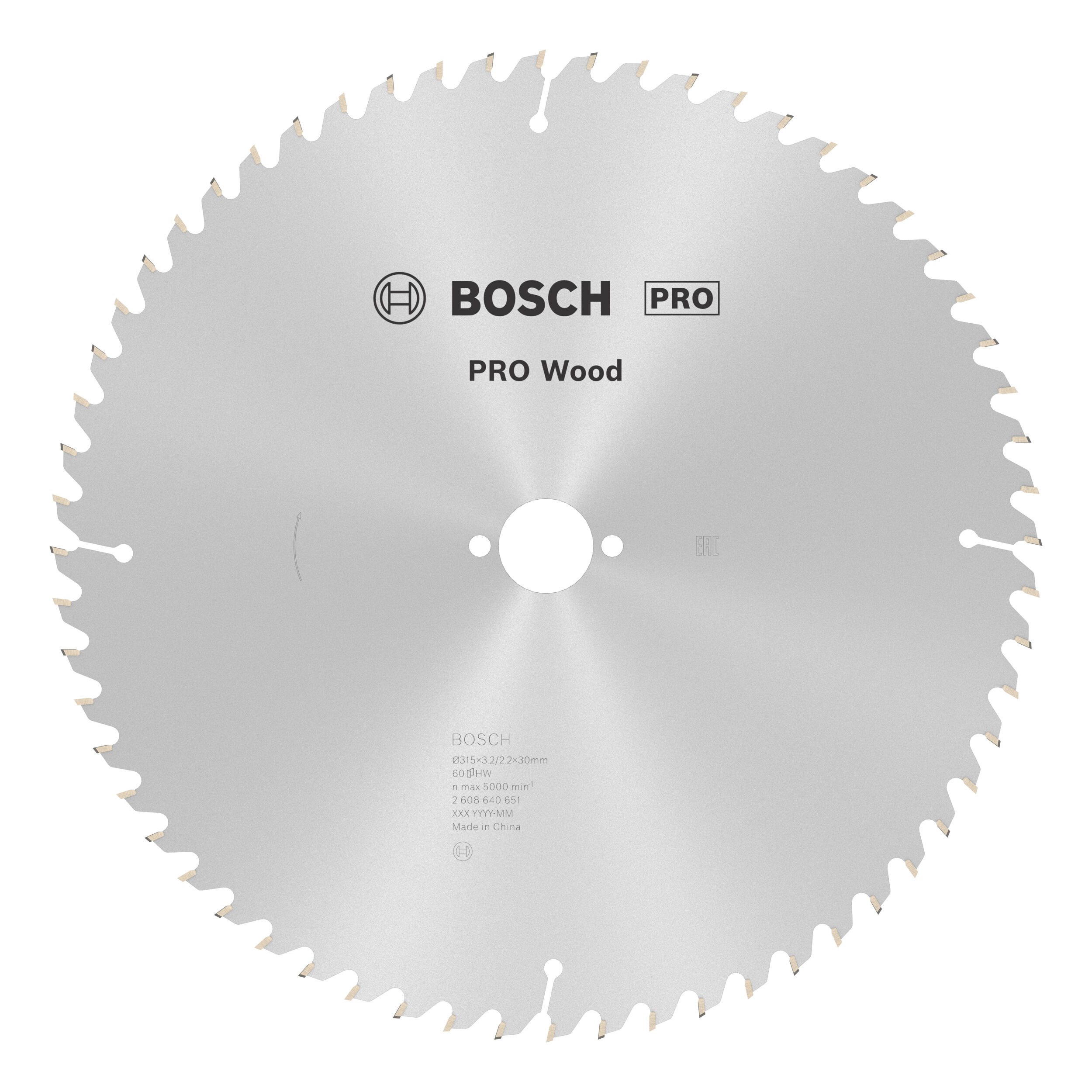 Lame de scie circulaire PRO Wood Bosch, 315 x 3,2 x 30 mm, T80 2608640651