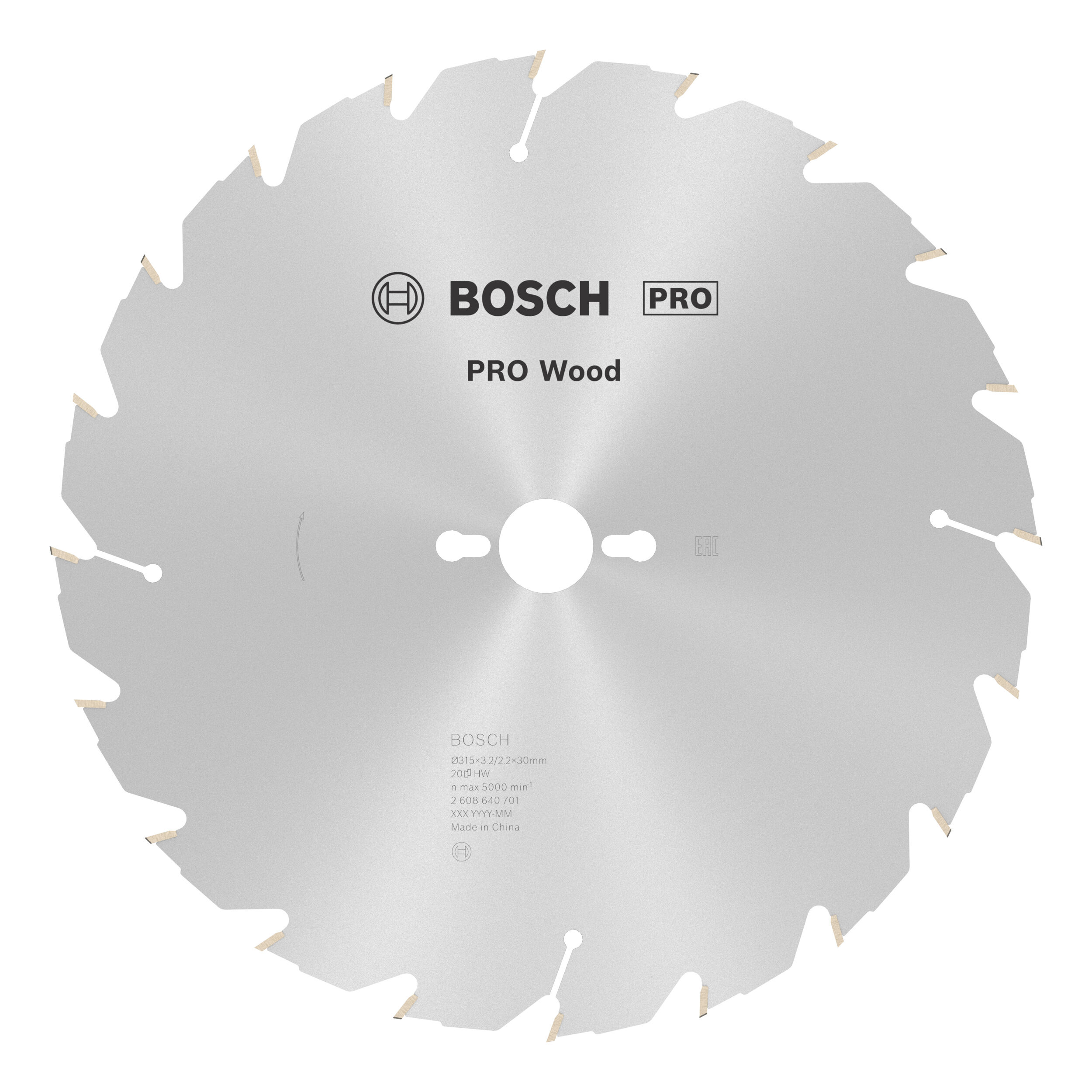 Lame de scie circulaire PRO Wood Bosch, 315 x 3,2 x 30 mm, T20 2608640701