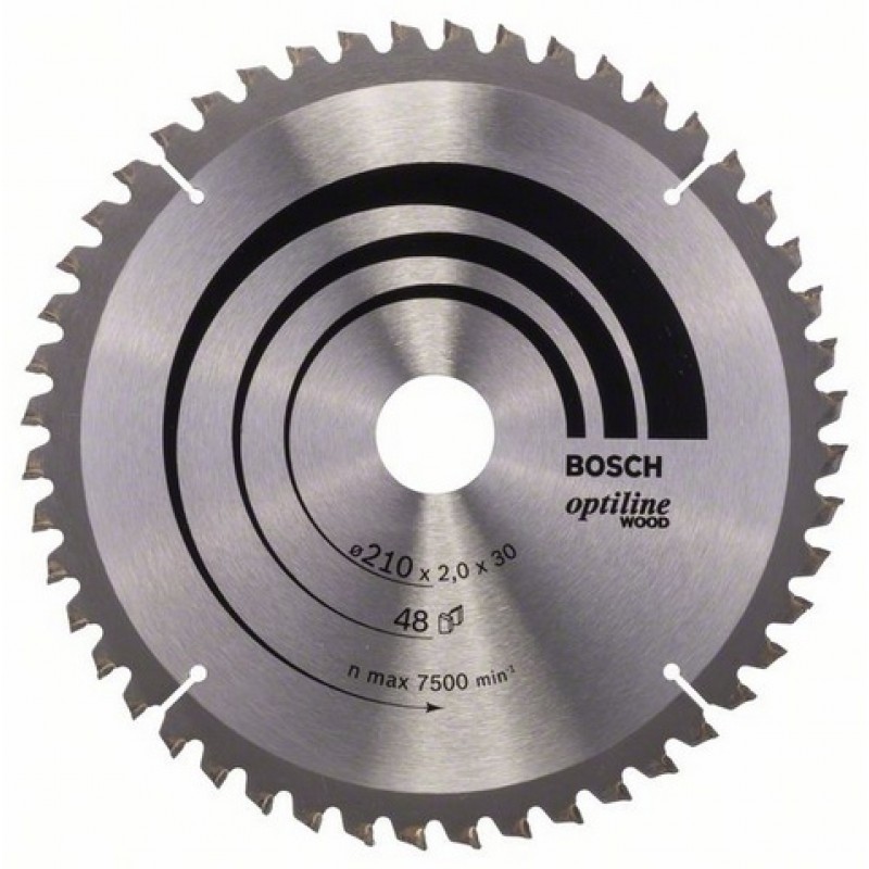 Lame de scie circulaire Optiline Wood pour scies à onglet Bosch, 210x30x2,0mm, 2608640430