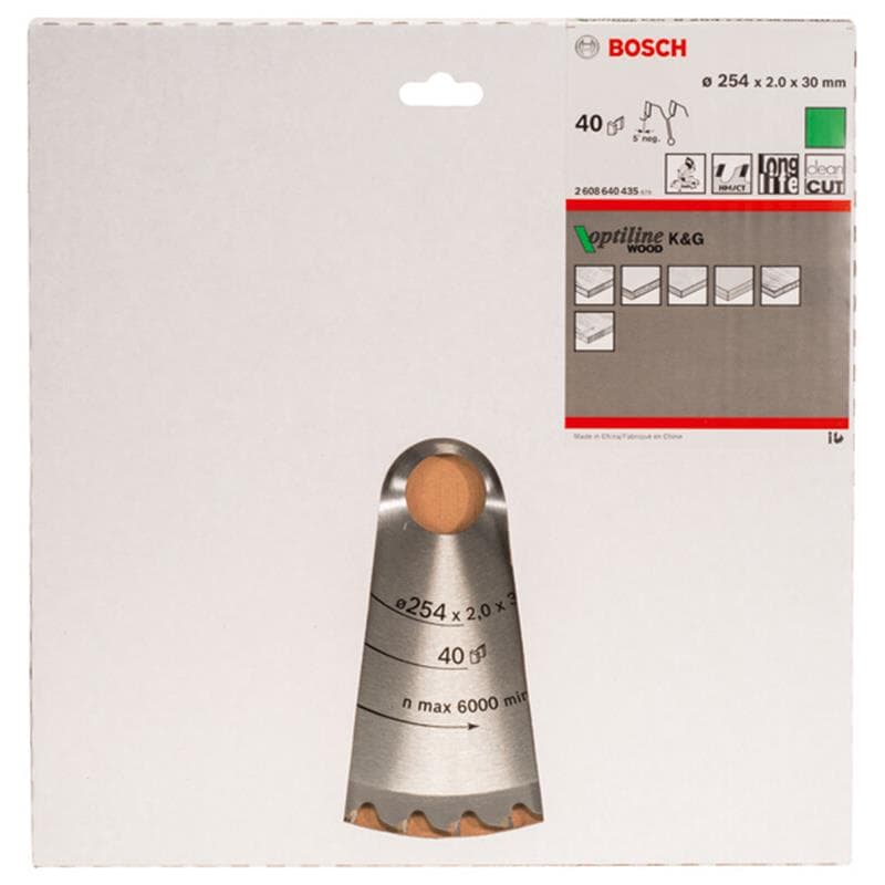 Lame de scie circulaire BOSCH Optiline Wood 254 x 30 x 2,0 mm WZ 40 - 2608640435