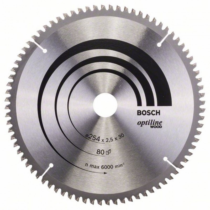 Lame de scie circulaire Optiline Wood pour scies à onglet et à coupe d'onglet Bosch, 254 x 30 x 2,5, 80, 2608640437
