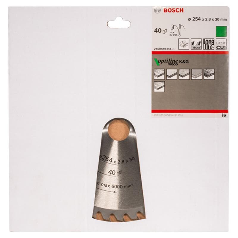 Lame de scie circulaire Optiline Wood Bosch pour scies circulaires sur table, 254 mm (2608640443)