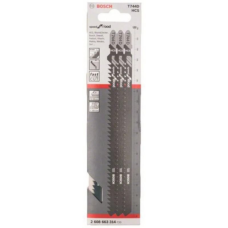 Bosch 3 lames de scie sauteuse T 744 D Speed for Wood - 2608663314