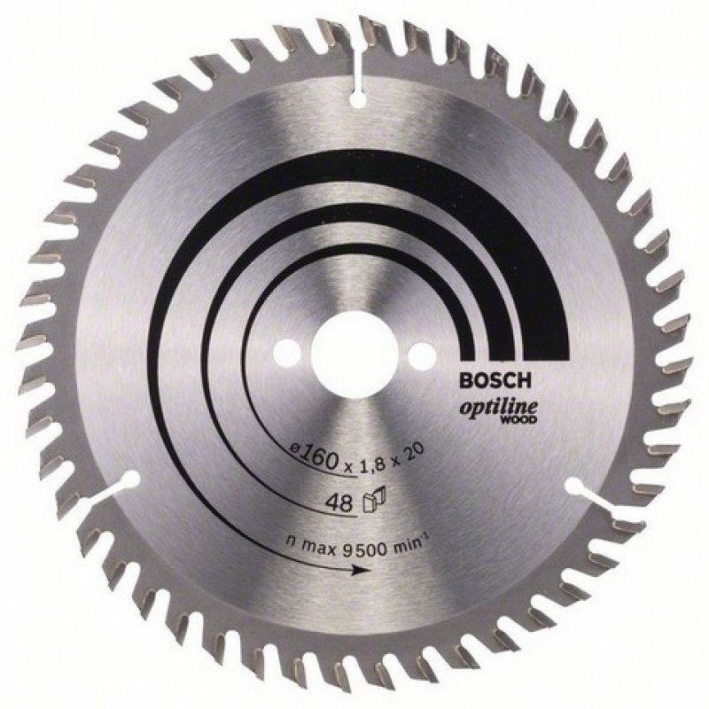 Lame de scie circulaire Optiline Wood Bosch pour scies circulaires portatives, 160 x 20/16 x 1,8 mm (2608641172)