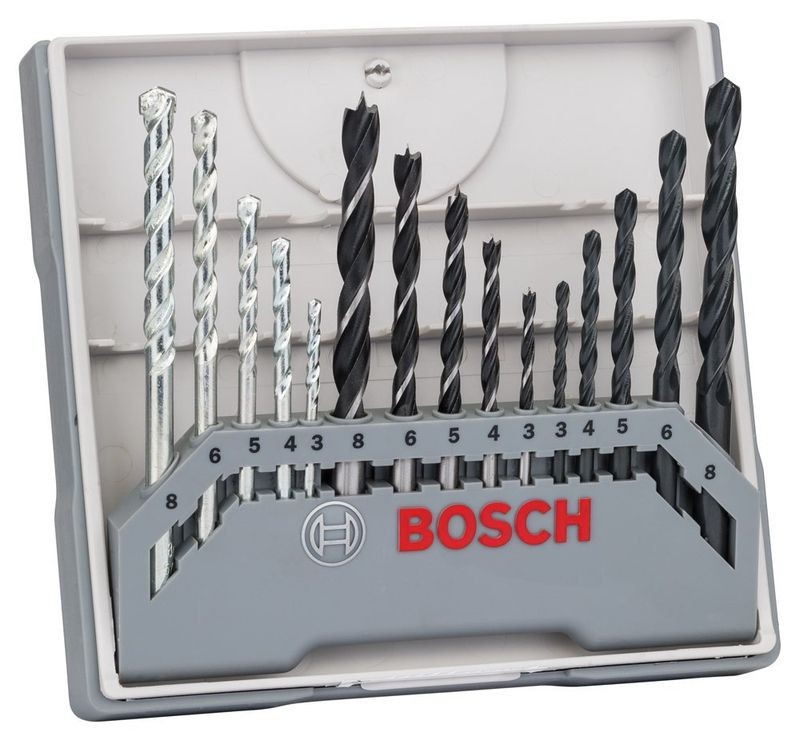 Set de forets Bosch pour métal, bois et pierre, 15 pièces, 3 - 8 mm