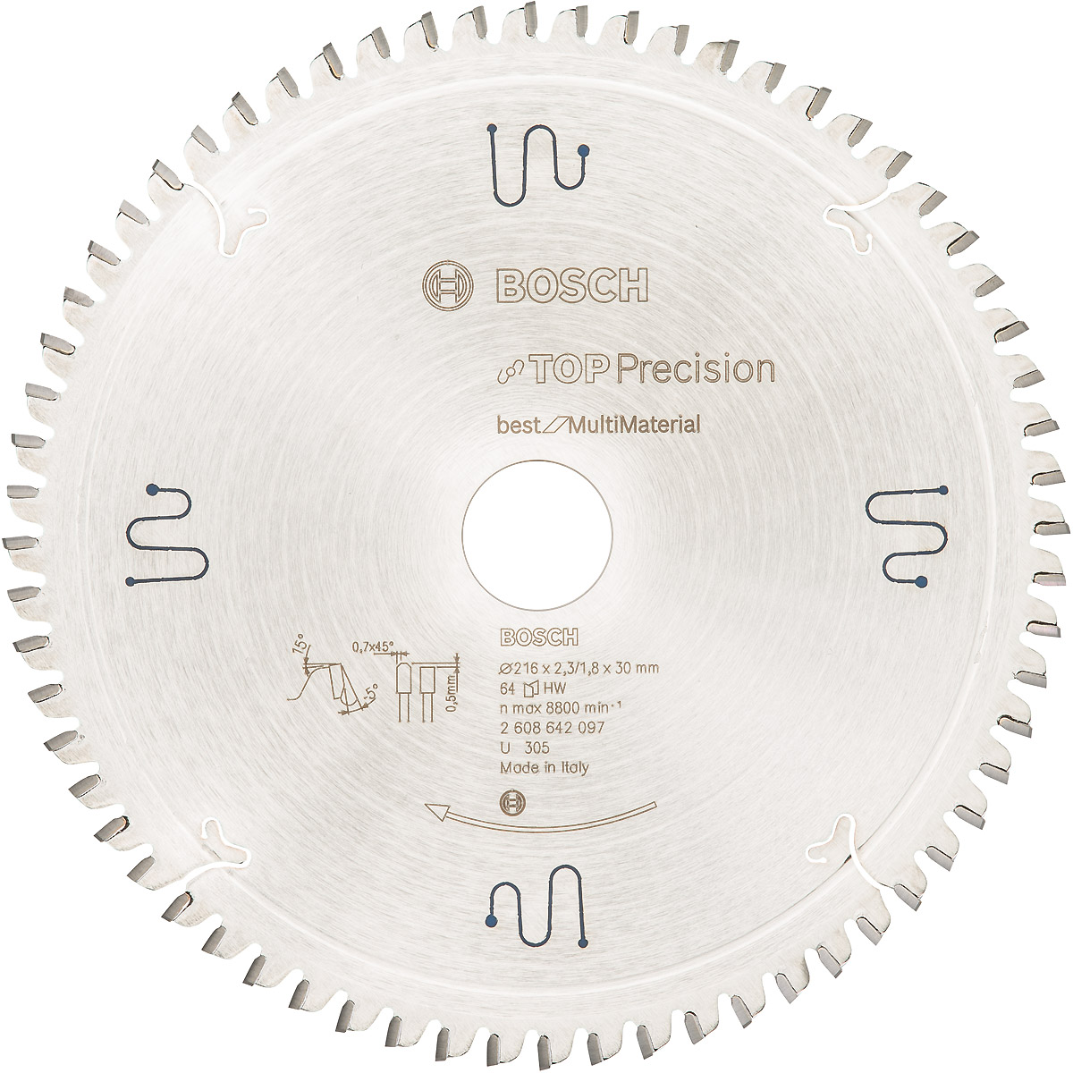 BOSCH Lame de scie circulaire Top Precision Best for Multi Material, 216x30x2,3 mm, 64 2608642097