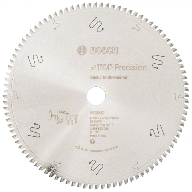 BOSCH Lame de scie circulaire Top Precision Best for Multi Material, 305 x 30 x 2,3 mm, 96