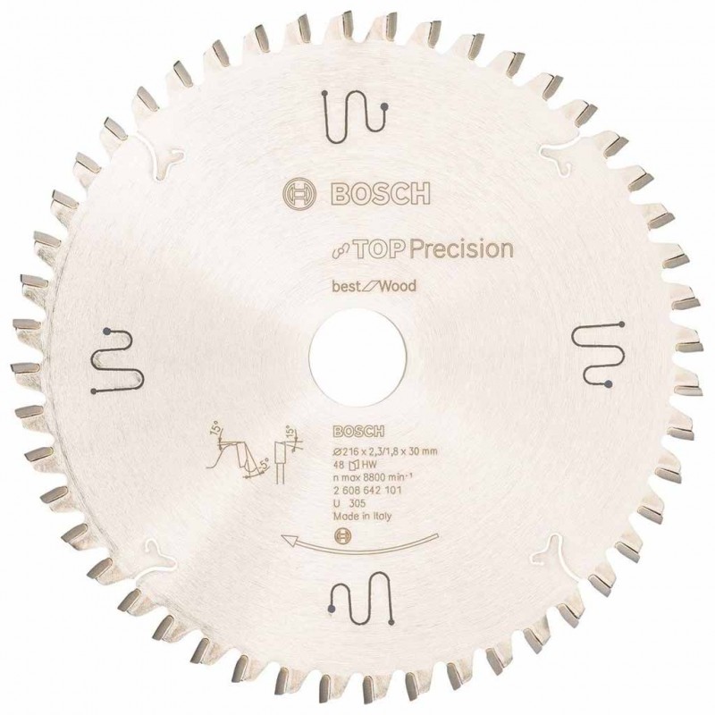BOSCH Top Precision Best for Wood Lame de scie circulaire 216 x 30 x 2,3 mm, 48 dents, 2608642101