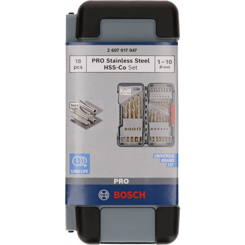 BOSCH Jeu de forets métalliques 18 pièces HSS-Co Tough Box 1 - 10 mm 2607017047 — lot de 18